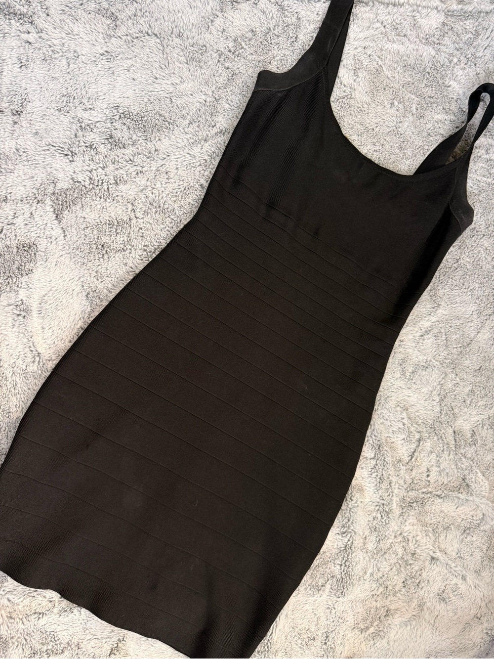 Marciano Black Ribbed Mini Tank Dress